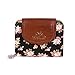 Damara Women PU Zipper Closure Flower Printed Flap Wallet,Black