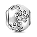 Dog Paw Print Charms 925 Sterling Silver Animal Birthstone Crystal Charms for Pandora 3mm Snake Chain Bracelets (Clear)