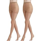 Citystl 2 Pairs Toeless Pantyhose For Women, 20D Sheer Tights Open Toe Stockings with Control Top