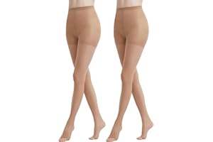 Citystl 2 Pairs Toeless Pantyhose For Women, 20D Sheer Tights Open Toe Stockings with Control Top