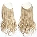 SARLA Invisible Wire Hair Extensions with 3 Clips Long Synthetic Wavy Curly Hairpiece Adjustable Transparent Headband for Women 18 Inch Pale Ash Blonde