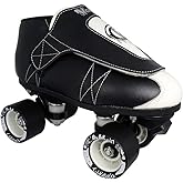 VNLA Junior Tuxedo Jam Skates - Outdoor and Indoor Unisex Roller Skates for Tricks and Rhythm Skating - Black/White (Men 12 / Women 13)