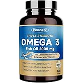 ZEBORA Triple Strength Omega-3 Fish Oil 2000mg – rTG Omega 3 Ultra High-Potency – Supports Heart, Brain, Eye, Skin & Immune Health – Fatty Acids EPA, DHA & DPA, 120 Softgels