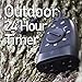 Outdoor Timer Power Outlet - 24 Hour Mountable Heavy Duty Weather Proof Grounded Timer Automatic Day Time/Night Time Activation Setting for Christmas Lights & More, 2x Outlets, 6 Inch Cord 125VAC/60Hz