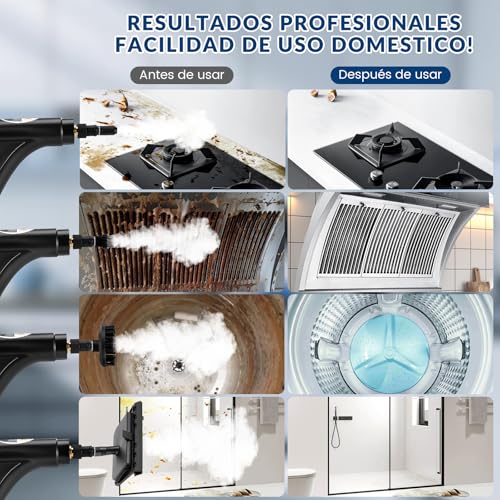 TXG Limpiador De Vapor De 2800w, Mango ajustable de 6 niveles, Máquina de Limpieza a Vapor presurizada de Alta Temperatura con Tanque de agua de 1700 ml, para Baño, Cocina y Muebles