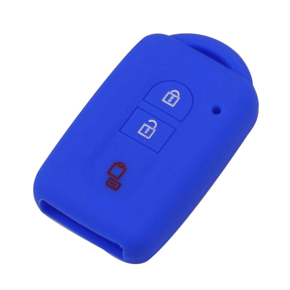 Happyit Silicone Car Key Case Cover for Nissan Duke MICRA QASHQAI JUKE X-Trail NAVARA 3 Buttons Remote (Blue)