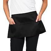KNG Waitress Apron with 3 Pockets – 11 inch Waist Apron
