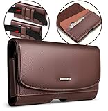 nuoku for iPhone Xs Max Holster iPhone XR Belt Pouch Clip Holster with ID Card for Apple iPhone Xs Max/XR iPhone8Plus 7Plus 6/6sPlus Galaxy Note9 Note8 with Other Case On(Max 6.5''Brown) ...