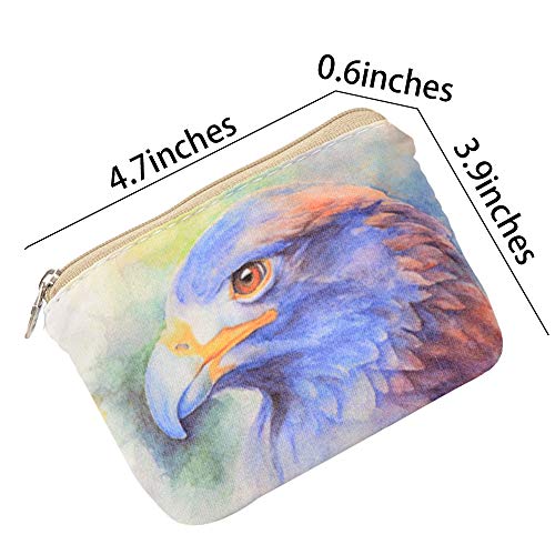 Women and Girls Cute Fashion Coin Purse Wallet Bag Change Pouch Key Holder (Oil Painting Eagle) - Thumbnail 2