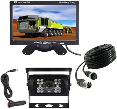 ZhanHongXiang AHD 1080P 7" Monitor Backup Camera Kit IR Night Vision 12-24V