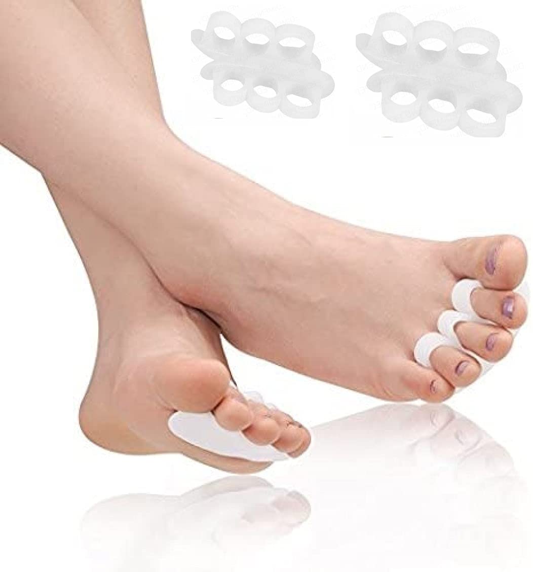 PEDIMEND Silicone Gel Hammer Toe Protectors Straighten Crooked Toes - Toe Separator For Overlapping Toes - For Claw, Mallet & Curl Toes – UNISEX – Foot Care - White (2 PAIR)