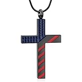 American Flag Cross Urn Necklace for Ashes for Men Women Cremation Jewelry Religious Cross Ashes Keepsake Memorial Jewelry of Loved One