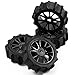SkyQ 1/8 Scale RC Off Road Baja Buggy Snow Sand Paddle Tires Tyre and Wheels for HSP HPI(Black,4pcs)
