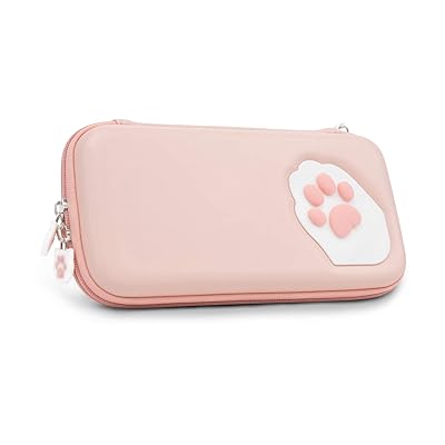 Geekshare Cute Cat Claw Case Compatible with Nintendo Switch Lite- Portable Hardshell Slim Travel Carrying Case fit Switch Lite &amp; Game Accessories - A Removable Wrist Strap (Pink)