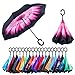 Newsight Reverse Umbrella, Double Layer Inverted Umbrella Upside Down, Self Stand, C Shape Handle, Inverse Inside Out Folding for Car, Windproof, Waterproof, Sun Protective (Pink Flower)