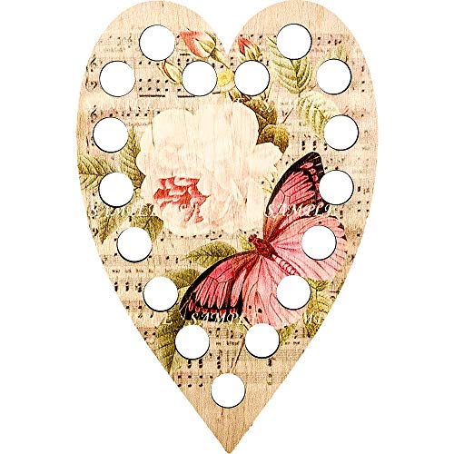 Yarn Separator for organizing Your Yarns for Knitting. Themed in The Form of Heart with Butterfly and Rose.