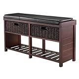 Winsome Wood Colin Cushion Bench with Baskets (Kitchen)