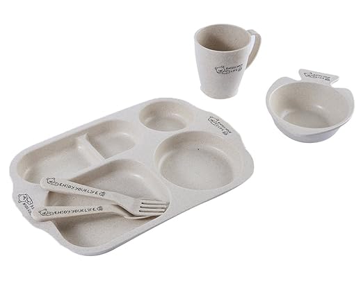 LINAG Platos Infantiles Niños Tazón Plato Taza Fibra De Bambú Bebé ...
