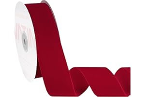 VATIN Red Velvet Ribbon 1-1/2" Red Premium Plush Velvet Woven Edge Fall Ribbon for Christmas Tree,Gift Wrapping,Flower Bouquet,Wreath Decorations,Bow Making- 10 Yards