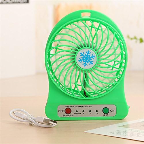 DinoPure Rechargeable Portable Mini USB fan with Upgrade 2200mAh Battery,with Internal and Side Light, 3 Speeds, Personal Cooling for Traveling,Boating,Baby Stroller,Fishing,Camping (green)