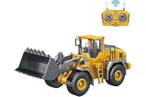 ADTHLIER Remote Control Loader, 9-Channel Remote Control Loader Toy with Metal Shovel, 2.4Ghz Remote Control Engineering Vehicle, Ideal Gift for Boys Aged 6-11