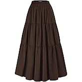 SCARLET DARKNESS Tiered Maxi Skirts for Women 2026 Summer Beach Flowy Renaissance Long Skirt with Pockets