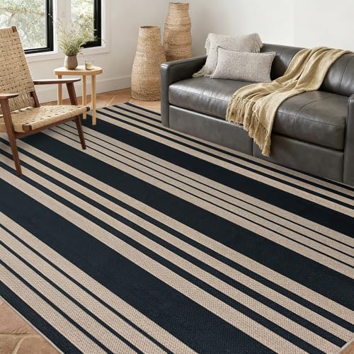 USTIDE Striped Easy Jute Rug Non Slip
