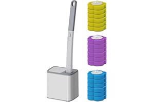 Disposable Head Toilet Brush Set – Hygienic Toilet Cleaner with Anti-Slip Handle, Punch-Free Wall-Mount Bracket (Gray)