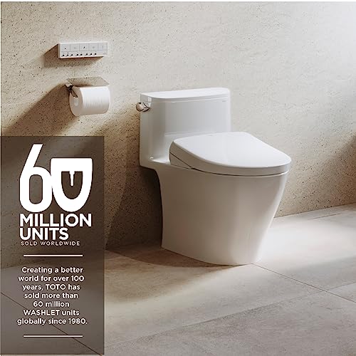 TOTO® WASHLET®+ S7A Electronic Bidet Toilet Seat with EWATER+® Bowl and Wand Cleaning, Auto Open and Close Contemporary Lid, Elongated, Cotton White - SW4736AT40#01