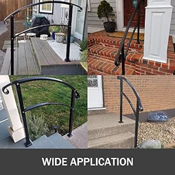3 Step Adjustable Handrails Fits 1 Or 3 Steps Mattle Wrought Iron Handrail Stair Rail Outdoor Transitional Hand Railings For Concrete Steps Or Wooden Stairs Building Supplies Tools Home Improvement Botani Com Au