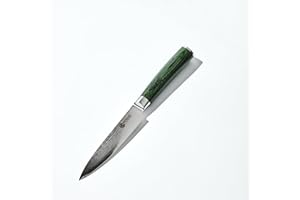 HexClad Utility Knife, 5-Inch Japanese Damascus Stainless Steel Blade Full Tang Construction, Pakkawood Handle