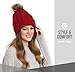 Brook + Bay Pom Pom Beanie Winter Hat for Women - Faux Fur Pompom Warm, Thick & Chunky Soft Cable Knit Hats - Cute & Trendy Cold Weather Knitted Caps - Stylish & Trendy Snow & Ski Beanies for Ladies