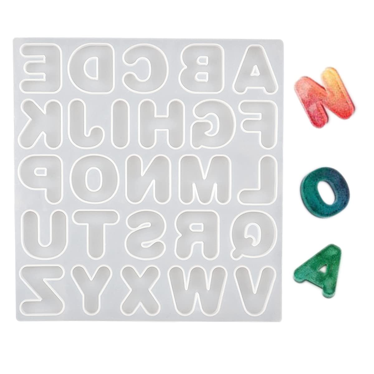 YFFSFDC レジン アルファベット シリコンモールド人気 ハンドメイド丸文字DIY レジン型 POP 英字 ローマ字 イニシャル 大文字 英語 文字 アクセサリー パーツ キーホルダー ネックレス イヤリング ピアス作成 レジン 石膏 手作り 樹脂 粘土 型抜きキット 道具 の商品画像