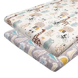 Babygoal Pack n Play Baby Play Playard Sheets,Organic Cotton,2 Pack Portable Playard Mattress Cover 27x39x4 inches…