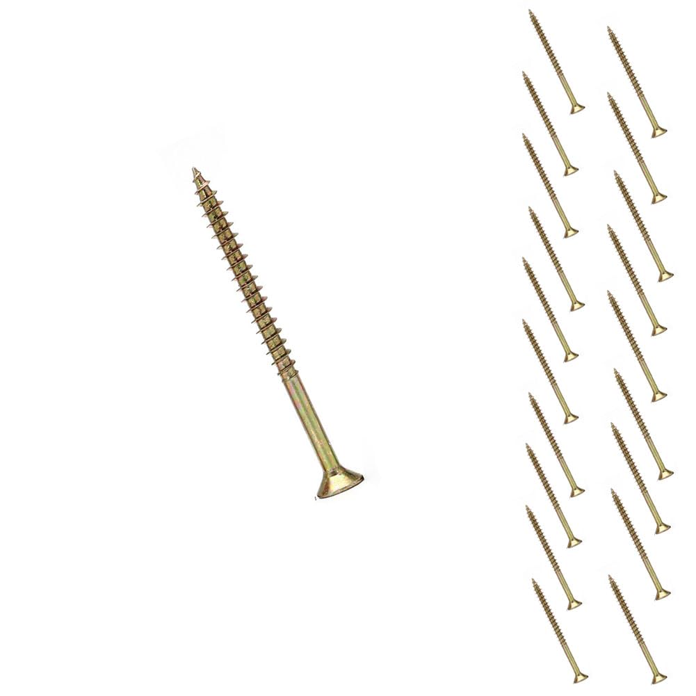 Long Wood Screws, Flat Head Wood Screws M5 x 60mm Self Tapping Drive Wood Screws, Galvanized Steel Countersunk Head Flat Modified Truss Head Wood Screw for Repairing Furniture, Joinery, DIY, 20 Pack