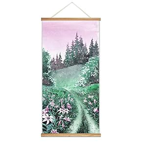 Hanging Poster NO Magnetic Wooden Framed, Beautiful Green Life Forest Home Wall Canvas Prints Decoration Ready to Hang - 18"x36"