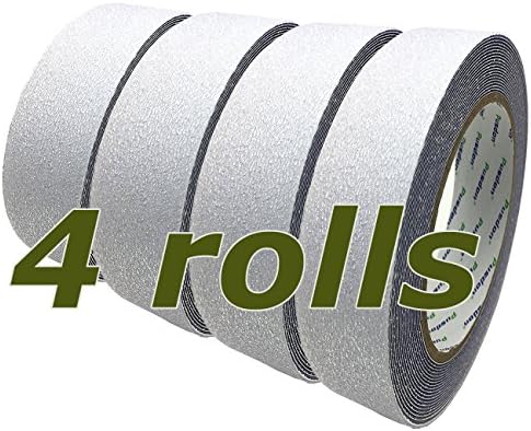 Clear Anti Slip Safety Tape, Pack of 4 Rolls, Each 1.5-Inch x 20Ft - Non Skid Bath and Shower Tape, Improve Grip and Prevent Risk Of Slippery On Indoor Stairs or Wooden Floor