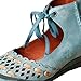 Mordenmiss Women's Summer Lace Up Handmade Genuine Leather Sandal Green 39