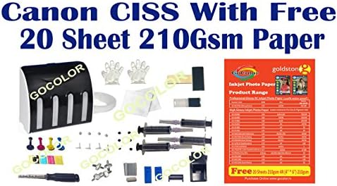 GoColor Empty Continuous Ink Tank Supply System CISS Kit Compatible for Canon Cartridge 47 & 57 With 20 Sheet 4R Paper