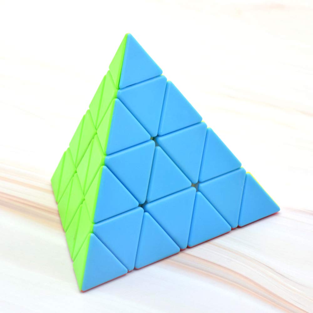 Yealvin 4x4 Pyraminx Cube 4x4x4 Pyramid Magic Speed Cube Stickerless Triangle Puzzle Cube Brain Teasers Puzzle Toys for Kids
