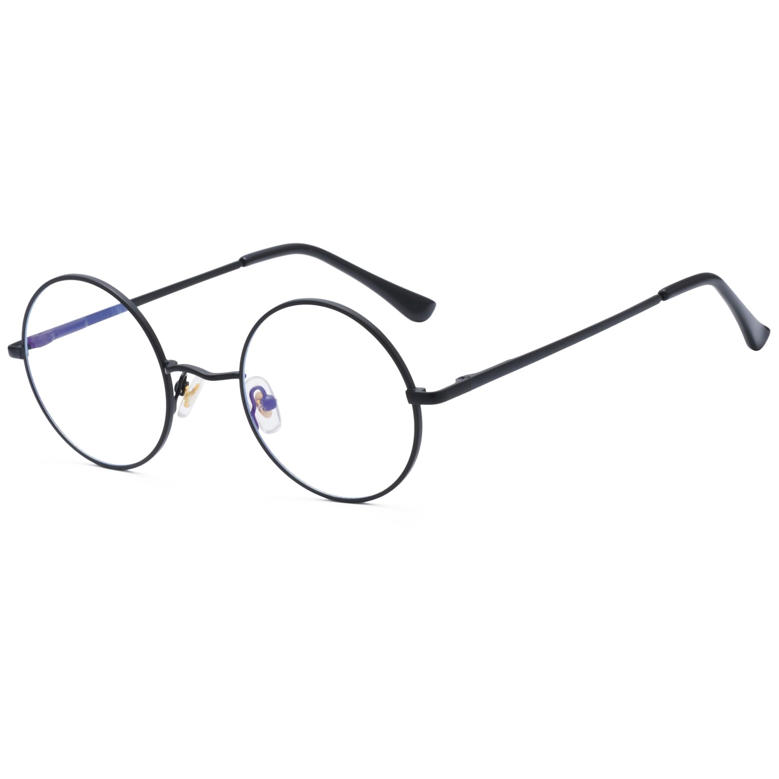 Ggpyyon Round Blue Light Blocking Glasses for Women Men Circle Clear Lens Metal Frame Eyeglasses Computer Reading Gaming TV Glasses(Black/Clear)