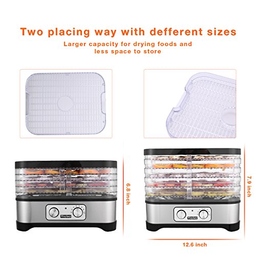 Food Dehydrator Machine, Jerky Dehydrators with Five Tray, Knob Button - Thumbnail 2