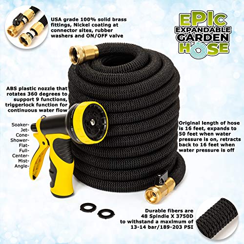 Expandable Garden Hose 50 ft Triple Layer Core Lightweight Water Hose