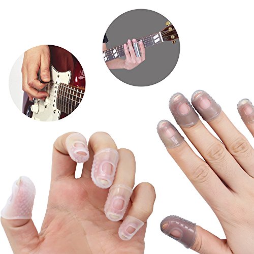 image for Hysagtek 10 Pcs Guitar Silicone Finger Guards+9 Pcs Celluloid Guitar P