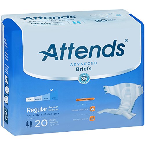 Attends Advanced Briefs, Regular (44-56 Inch Waist) - 1/Pack of 20
