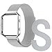 For Fitbit Blaze Accessory Band,Small (5.5-6.7 in),Oitom Frame Housing+Milanese loop Stailess Steel Band for Fitbit Blaze Smart Watch Fitness (Silver)