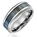 Cavalier Jewelers 8MM Men's Titanium Ring Wedding Band | Black and Gray Zebra Wood Inlay | Beveled Edges