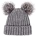 Men & Women's Cable Knit Beanie with Faux Fur Pompom Ears, Grey