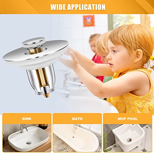 Lerany Bathroom Sink Stopper, Pop Up Drain Stopper Fits 1.06~1.96 Inch Drain Hole, Anti Clogging Bathtub Stoppers with Filter Basket, Universal Sink Drain Strainer for Bathroom, Basin and Bathtub
