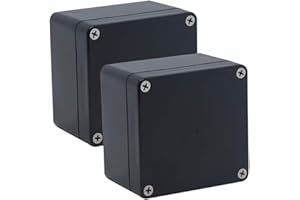 Raculety 2 Pack Project Box IP65 Waterproof Junction Box ABS Plastic Black Electrical Boxes DIY Electronic Project Case Power Enclosure 3.27"x3.19"x2.2"(83x81x56mm)